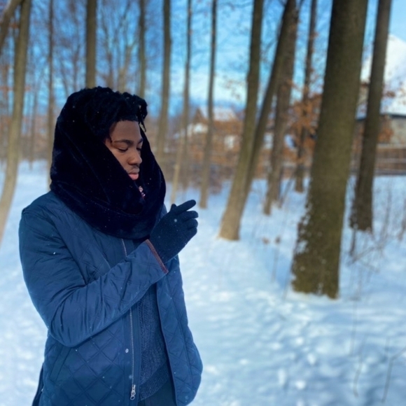 20. KIMIBEULAH African Print Fur-lined Infinity Scarf - Picture 4 of 5